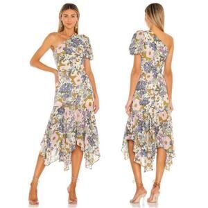 ASTR The Label Santorini Dress Medium One Shoulder Midi Floral Wedding Cocktail